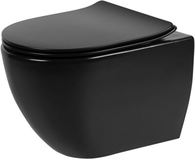 Hangtoilet Mazaro Mat Zwart | Soft-close Toiletzitting | Randloos Toiletpot