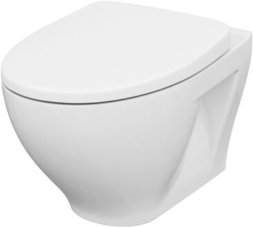 Hangtoilet Moduo Randloos - Keramiek - Ovaal - Wit - Verkort 52 Cm