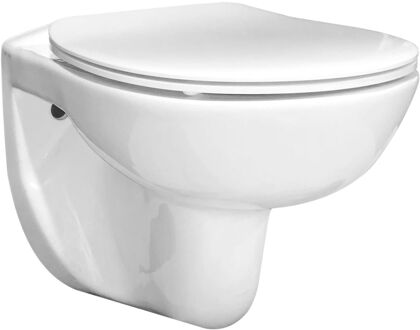 Hangtoilet Simeto Randloos - Keramiek - Rond - Wit - 56cm