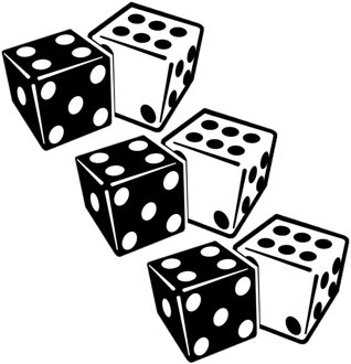 Hangversiering casino/gokken thema dobbelstenen - Set van 5x stuks - 19 x 29 cm - Versiering