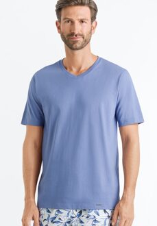 Hanro Heren Sleep & Lounge Living Leisure s/slv shirt blauw 075050 - 48-50