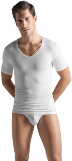 Hanro T-shirt met V-hals in uni Wit - L
