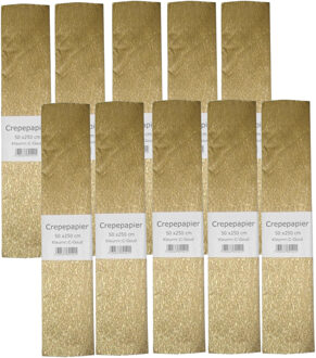 Hansa 10x Hobby Crepe Papier Goud 250 X 50 Cm - Hobbypapier Goudkleurig