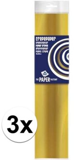 Hansa 3x Hobby crepe papier goud 250 x 50 cm - Crepepapier Goudkleurig