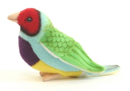 Hansa Knuffel vogel Gouldamadine - 11 cm - pluche - knuffeldier - tropische vogelknuffels