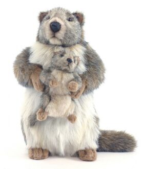 Hansa Marmot met kindje knuffel 35 cm