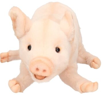 Hansa Pluche big/varken knuffel - liggend - 28 cm - boerderij knuffels Multi