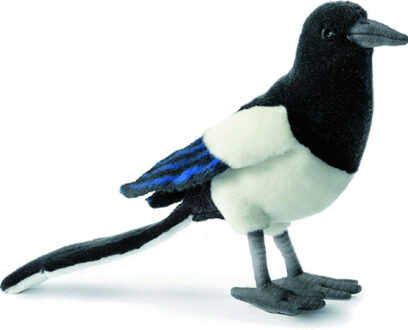 Hansa pluche ekster - vogel knuffeldier - 33 cm - bosdieren knuffel Multi