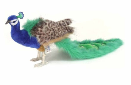 Hansa pluche knuffel pauw - 100 cm - knuffelpauw - realistisch - levensecht Multi