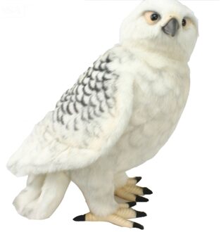 Hansa Sneeuwuil knuffel - 35 cm - pluche - zacht - gedetailleerd - decoratief Wit