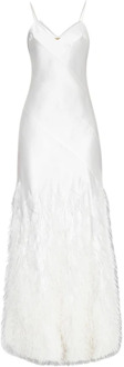‘Hansal’ jurk met struisvogelveren Cult Gaia , Beige , Dames