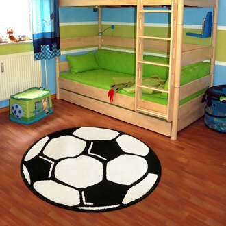 Hanse Home Rond vloerkleed Voetbal - zwart/wit 150 cm rond