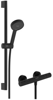 hansgrohe Activera Select S 95 renovatieset - 2jet - EcoSmart met Ecostat Fine - glijstang 65cm - mat zwart 28876670 Zwart mat