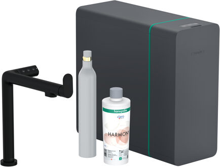 hansgrohe Aqittura M91 SodaSystem 240, 1jet, starter set, mat zwart