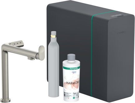 hansgrohe Aqittura M91 SodaSystem 240, 1jet, starter set, rvs look Stainless Steel Optic