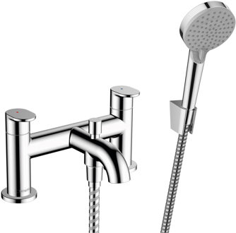 hansgrohe Badrandmengkraan Met Stopkraan En Handdouche HansGrohe Vernis Blend 2-gats Chroom
