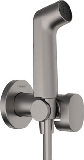 hansgrohe bidethanddouche 1jet S EcoSmart voor koud water met porter en doucheslang 125 cm, Brushed Black Chrome