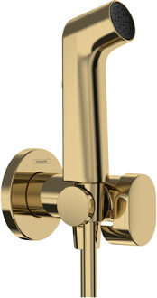 hansgrohe bidethanddouche 1jet S EcoSmart voor koud water met porter en doucheslang 125 cm, Polished Gold-Optic Polished Gold Optic