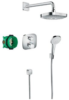 hansgrohe Croma select e showerset compleet met ecostat e thermostaat chroom