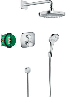 hansgrohe Croma select e showerset compleet met ecostat e thermostaat chroom