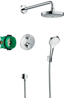 hansgrohe Croma select s showerset compleet met ecostat s thermostaat chroom