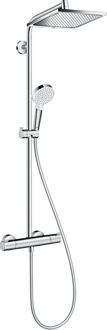 hansgrohe Crometta E 240 1jet showerpipe EcoSmart: m. Ecostat 1001 CL douchekraan thermostatisch HOH=15cm m. E 240 1jet hoofdd. en Vario handdouche chroom