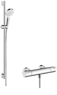 hansgrohe Ecostat 1001cl thermostaat met stang 90cmm crometta vario handdouche wit chroom