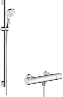 hansgrohe Ecostat 1001cl thermostaat met stang 90cmm crometta vario handdouche wit chroom