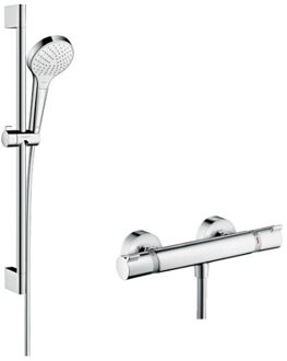 hansgrohe Ecostat Comfort Thermostatische Douchekraan - Met Croma Select E Vario Doucheset - 65 cm - 15 cm hartafstand - Chroom