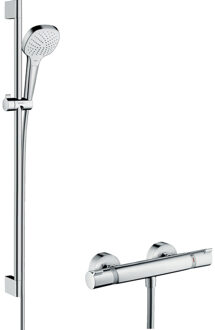 hansgrohe Ecostat Comfort Thermostatische Douchekraan - Met Croma Select E Vario Doucheset - 90 cm - 15 cm hartafstand - Chroom