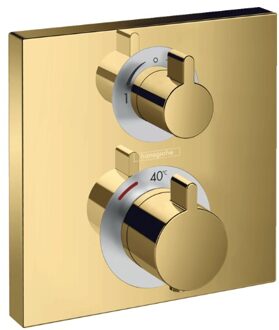 hansgrohe Ecostat Square afbouwdeel v. inbouw thermostaat m. stop- en omstelkraan polished gold 15714990 Goud glans