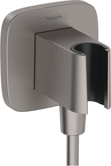 hansgrohe FixFit Q muuraansluitbocht met handdouchehouder, Brushed Black Chrome