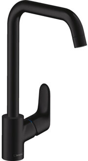 hansgrohe Focus 1-gats keukenkraan 260 m. hoge draaibare uitloop instelbaar 110°, 150° en 360° mat zwart