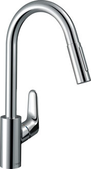 hansgrohe Focus M41 ééngreeps keukenmengkraan 240 EcoSmart met uittrekbare vuistdouche, 2 straalsoorten, chroom