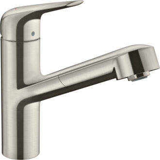 hansgrohe Focus M42 ééngreeps keukenmengkraan 150 met uittrekbare uitoop, rvs look Stainless Steel Optic