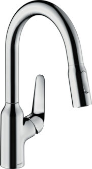 hansgrohe Focus M42 ééngreeps keukenmengkraan 180 met uittrekbare vuistdouche, 2 straalsoorten chroom