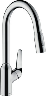 hansgrohe Focus M42 ééngreeps keukenmengkraan 220 met uittrekbare vuistdouche, 2 straalsoorten, chroom