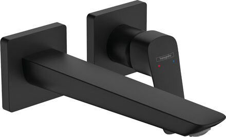 hansgrohe Logis Fine ééngreeps wastafelmengkraan inbouw voor wandmontage voorsprong 20,5 cm, mat zwart