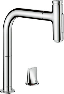 hansgrohe Metris Select M71 2-gats ééngreeps keukenmengkraan met uittrekbare vuistdouche, chroom