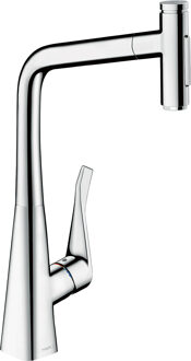 hansgrohe Metris Select M71 M7117-h320 ééngreeps keukenmengkraan met uittrekbare vuistdouche, chroom