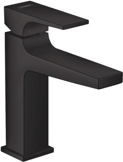 hansgrohe Metropol 1-gats wastafelkraan 110 met push open waste met voorsprong vaste uitloop 13.5cm mat zwart