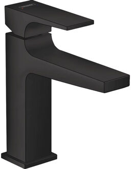 hansgrohe Metropol 1-gats wastafelkraan 110 met push open waste met voorsprong vaste uitloop 13.5cm mat zwart