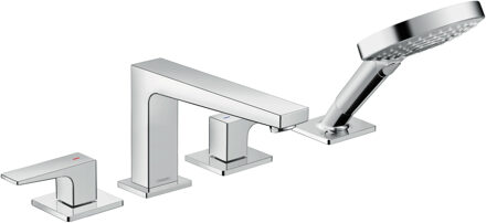 hansgrohe Metropol 4-gats badrandmengkraan afbouwdeel met rechte greep, voor Secuflex, chroom