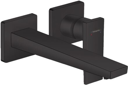 hansgrohe Metropol afbouwdeel 2-gats wandkraan met voorsprong uitloop 22.5cm z. plaat mat zwart