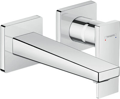 hansgrohe Metropol ééngreeps wastafelmengkraan afbouwdeel met voorsprong 165 mm en PushOpen afvoerplug, chroom