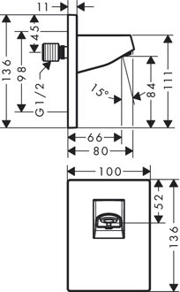 hansgrohe Pulsify wandaansluiting voor hoofddouche 105, Brushed Bronze