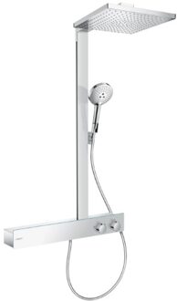 hansgrohe Raindance E Square E300 1jet showerpipe:m. ShowerTablet 600 opbouw douchekraan thermostaat m. Raindance E300 1 jet hoofddouche chroom 27363000