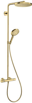 hansgrohe Raindance Select Regendoucheset - thermostaat - hoofddouche 24cm - polished gold optic (goud) 27633990 Goud glans