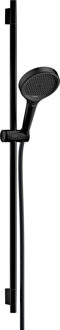 hansgrohe Rainfinity doucheset 130 3jet EcoSmart met glijstang S Puro 90 cm, push-schuifstuk en Designflex textiel doucheslang 160 cm, mat zwart