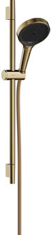hansgrohe Rainfinity doucheset 130 3jet met glijstang S Puro 65 cm, push-schuifstuk en Designflex textiel doucheslang 160 cm, Polished Gold Optic